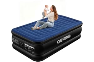 CHERIMOR Twin XL Air Mattress with Built in Pump, Upgraded 80" Length, 18" Raised Twin Blow Up Mattress, Multi-Layer Leakproo