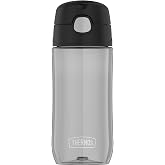 THERMOS FUNTAINER 16oz Plastic Bottle with Spout Lid, Black | Push-Button Lid, Covered Spout, Carry Handle, Dishwasher Safe &amp; BPA-Free Tritan Bottle