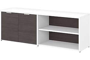 Bush Business Furniture Jamestown Low Storage Cabinet with Doors and Shelves in White and Storm Gray