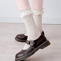 MKYSZLT Womens White Lace Socks Ruffle Frilly Dress