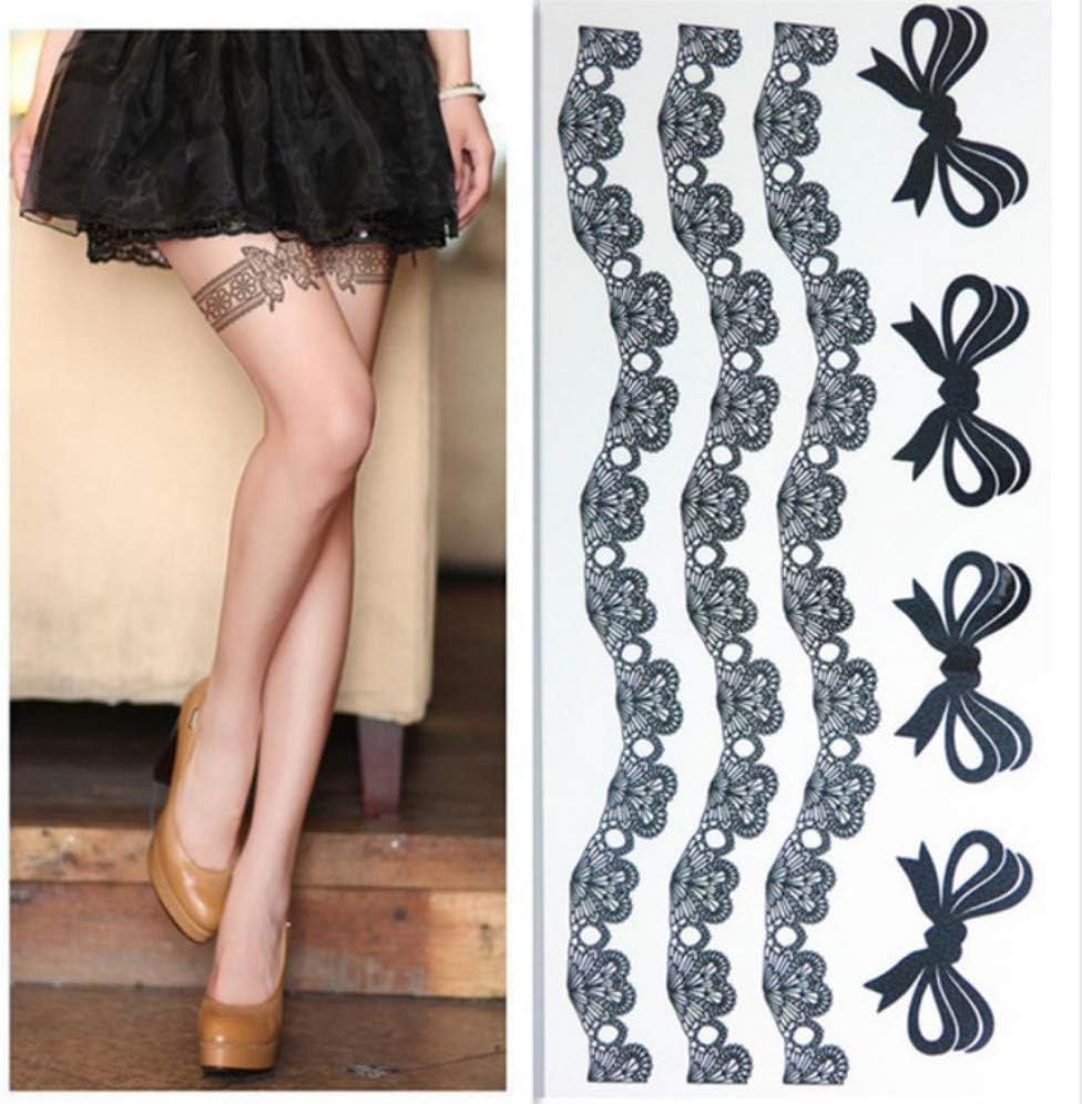 Waterproof Temporary Tattoo Sticker Sexy Black Lace Bow Design Body Thigh Art Man Woman Makeup Tool