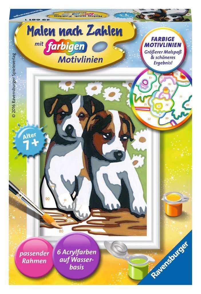 Ravensburger Painting by Numbers 29681 - Sweet Puppies - For children from 7 years