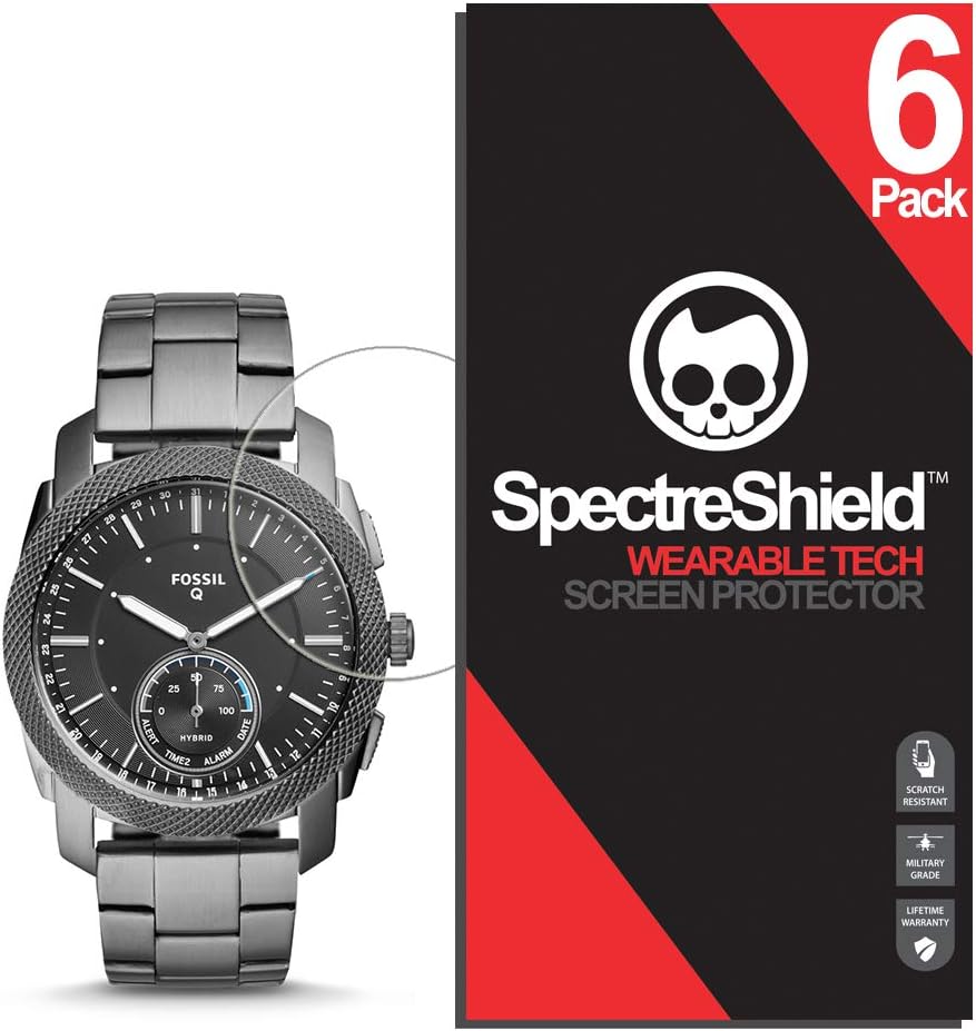 Spectre Shield for Fossil Hybrid Smartwatch Q Machine Screen Protector Military-Grade Flexible Full Coverage Ultra HD Clear Anti-Bubble Anti-Scratch Film - Pack of 6