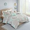 Comfort Spaces Cozy Comforter Set-Modern Casual Boho Bedding Set, Matching Sham, Decorative Pillow, Full/Queen(90"x90"), Adele Medallion Aqua 3 Piece 61DZtSoV lL
