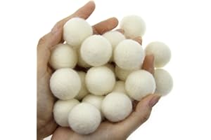 Zasy 30mm Needle Wool Felt Balls Foam Filled Wool Felt Pom Pom Home Decor DIY (White)