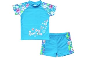 BAOHULU Girls Two Piece Swimsuit Floral UPF 50+ Rash Guard Set Kids Beach Swimwear