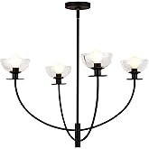 Alora Mood Sylvia 26" Chandelier | Matte Black Finish | Clear Glass Shades | Classic Decorative Ceiling Light | Made of Steel