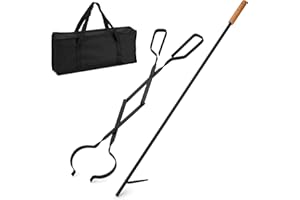 ZBXFCSH Heavy Duty Fire Tong and Blow Fire Poker Stick Set with Handbag, Fireplace Poker Grabber with Blow, firewood Grabber Tool for Wood-Burning Fire Pit or Fireplace Bonfire Indoor Outdoor use