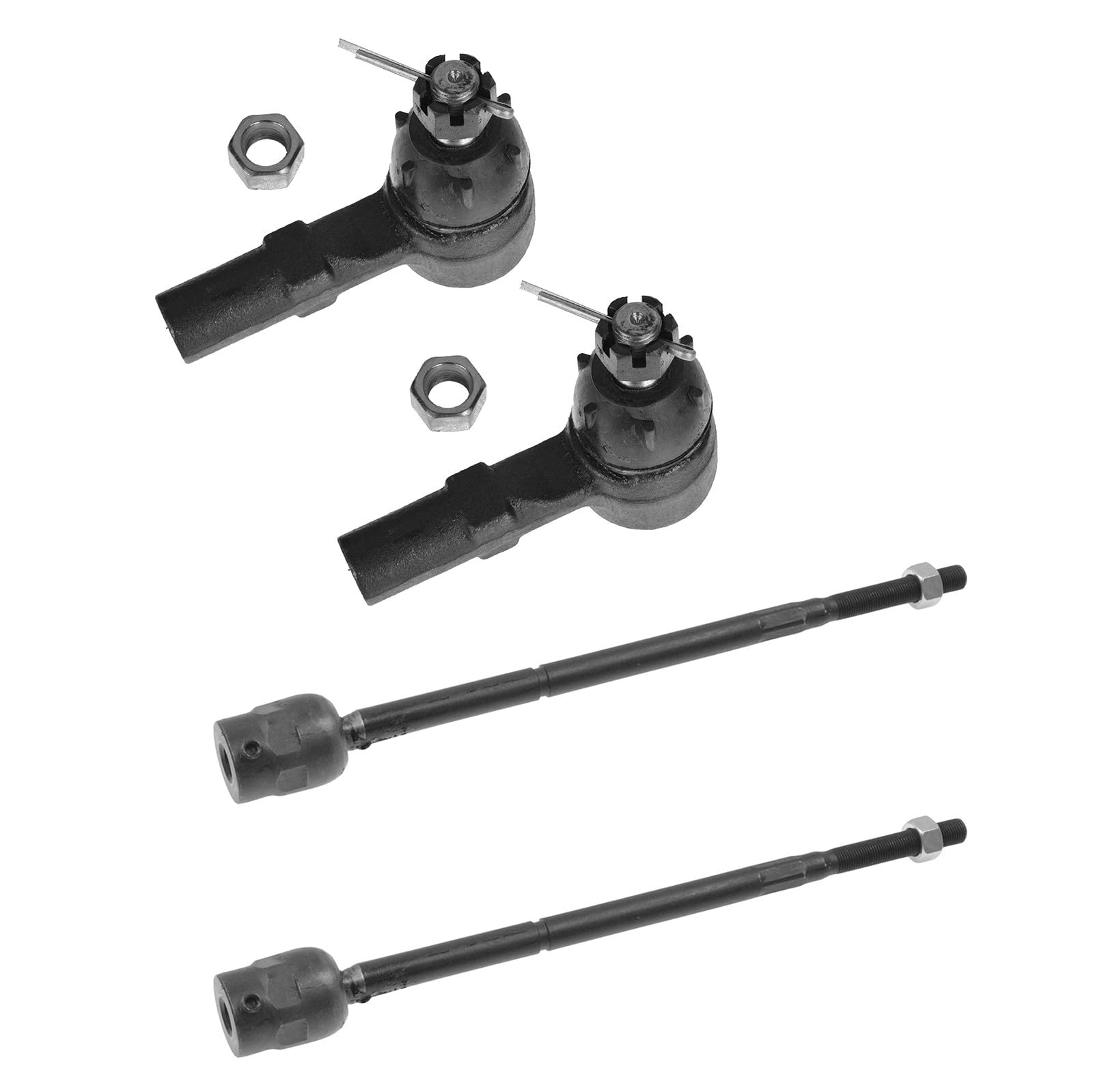 TRQ Front Inner and Outer Tie Rod Set 4 Piece Compatible with 1991-2002 Ford Escort 91-99 Mercury Tracer Image