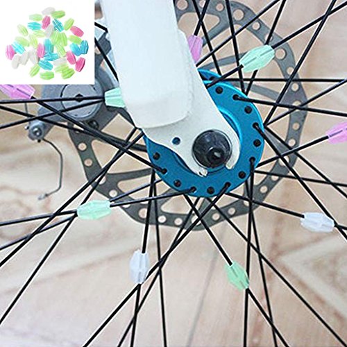 Kasmena 102pcs Assorted Colors Bike Bicycle Wheel Spokes Bead Plastic Clip Spoke Bead Derections,Noctilucan Circular - Thumbnail 2
