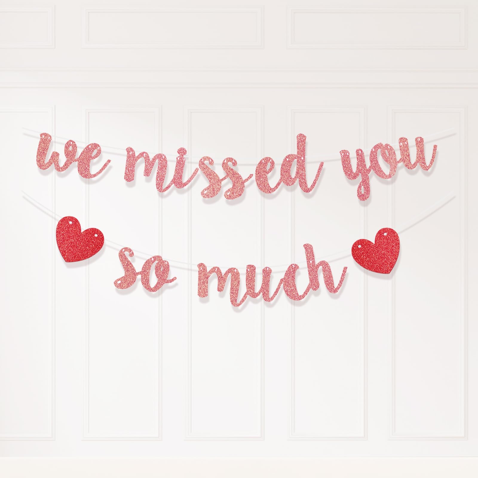 Koliphy Welcome Home Decoration, We Missed You So Much Garland, Welcome Back Banner for Classroom Family Return, Family Celebrations Decoration (Rose Gold)