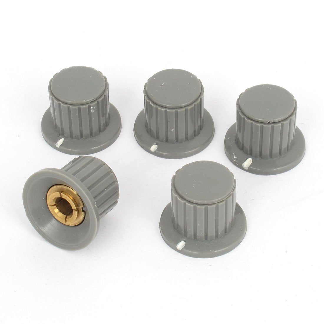 sourcingmap 5 Pcs Gray Ribbed Grip 6mm Split Shaft Potentiometer Control Knobs