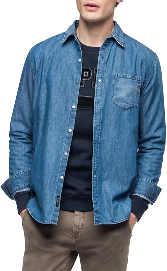 REPLAY Camicia in Jeans Uomo Amazon.it Abbigliamento
