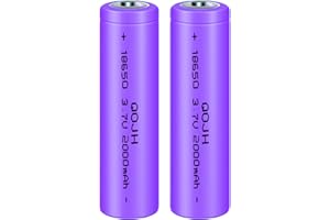 QOJH 2 Pack 18650 Rechargeable Battery Button Top 3.7V Lithium Batteries 2000mAh High Capacity for LED Flashlights, Headlights, Camera (Purple)