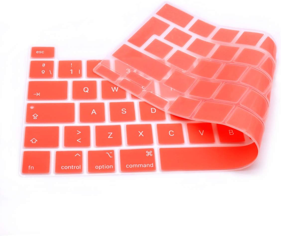 MMDW Spanish Language ESP Silicone Keyboard Cover Skin for MacBook Pro 16 2019 A2141 for MacBook New Pro 13.3 inch A2338 M1/A2251/A2289 with Touch Bar & Touch ID European Version(Coral Orange) - Image 5
