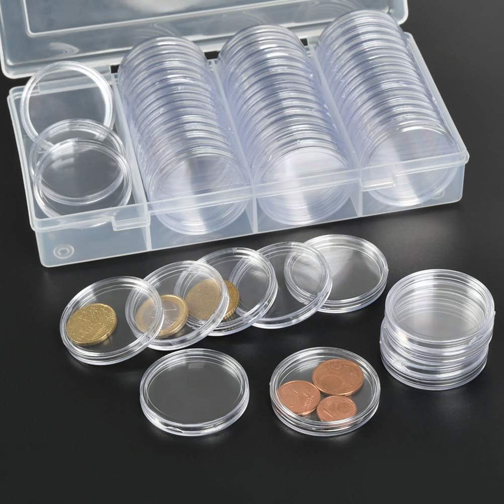 OFNMY 60 Pieces Coin Capsules 40mm Coin Case Coin Holder Storage