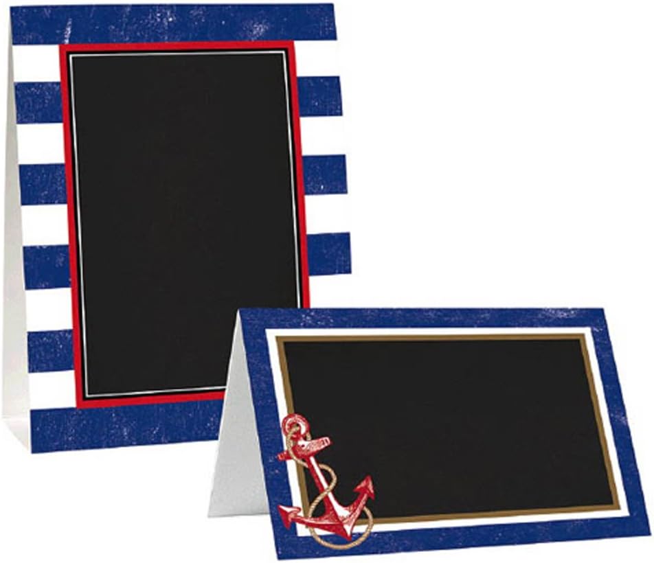 Summer 'Nautical Anchors Aweigh' Paper Chalkboard Tent Cards (8ct)