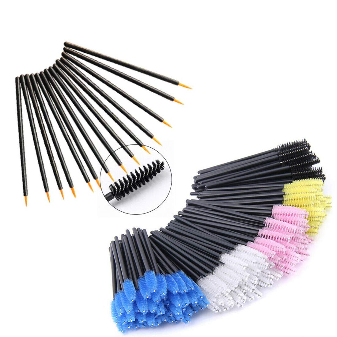 300 pcs Disposable Mascara Wands Makeup Applicators and Lip Brues Set, CLORIS Mascara Brushes Lipstick Applicators Eyeliner Brushes 300PCS Makeup Applicators Brushes Tools Kit