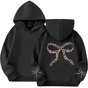 Malibure Bow Pullover Sweatshirt for Teen Girls Comfy Hoodies Oversized Loose Fit Pullover Fall Back to School Clothes