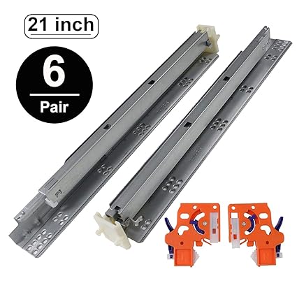 Zinc Plated Cold Rolled Steel 1 Pair Concealed Drawer Rails 21