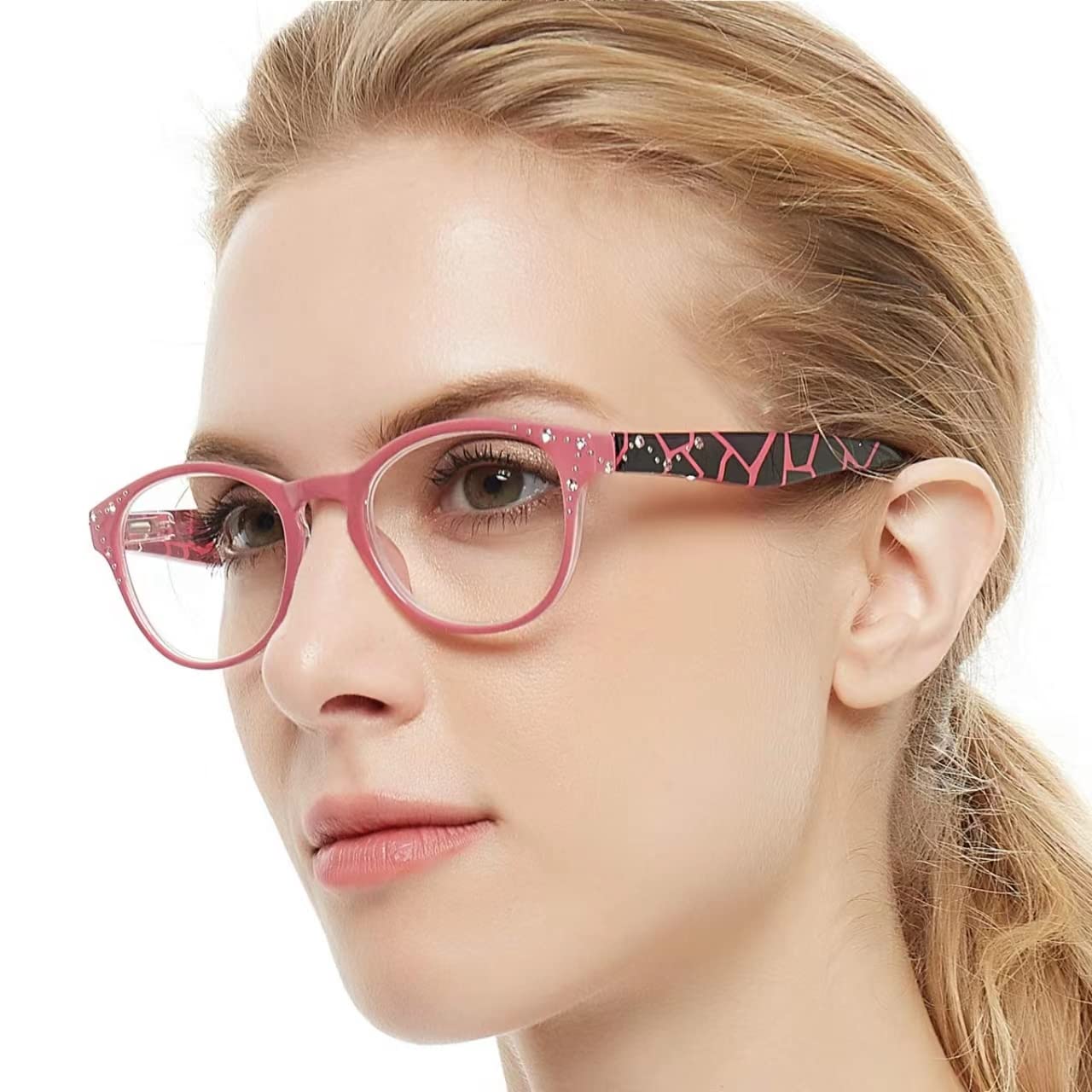OCCI CHIARI Womens Reading Glasses 2.5 Oval Frame Readers Comfotable Magnifying Glasses for Women Spring Hinge (Pink, 250)