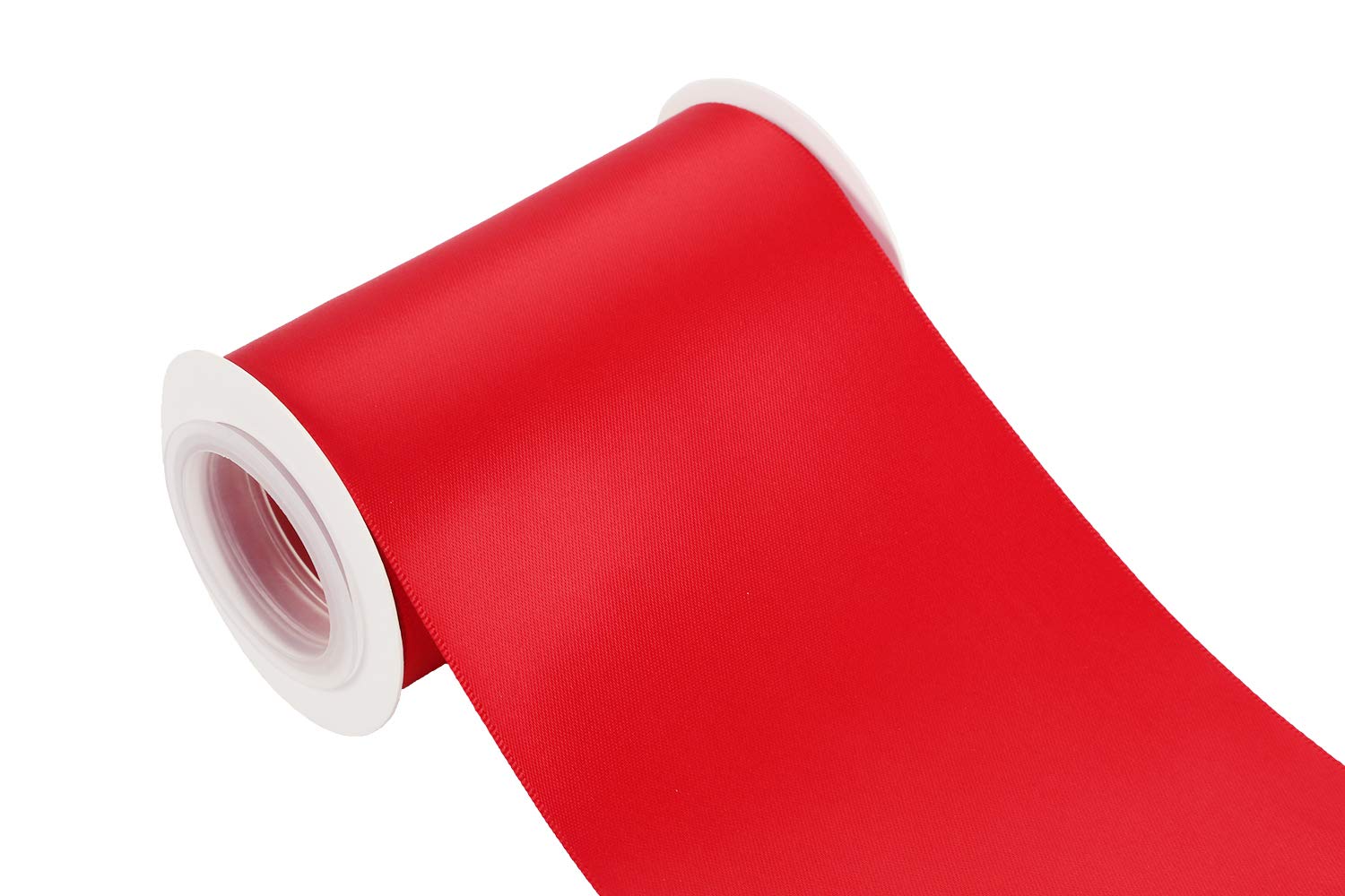 Joycrosso 100mm Double Faced Satin Ribbon 4.5 Meters-Roll Set for Chair Sash Gift Wrapping Party Favor Home Decoration Craft Supplies, Red