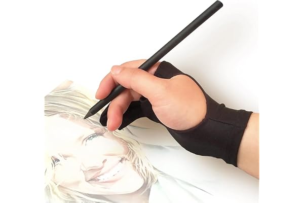 MMOBIEL Digital Drawing Glove – Artist Glove for Tablet, Paper Sketching etc. – Palm Rejection 3-Layer – Two Fingers Digital