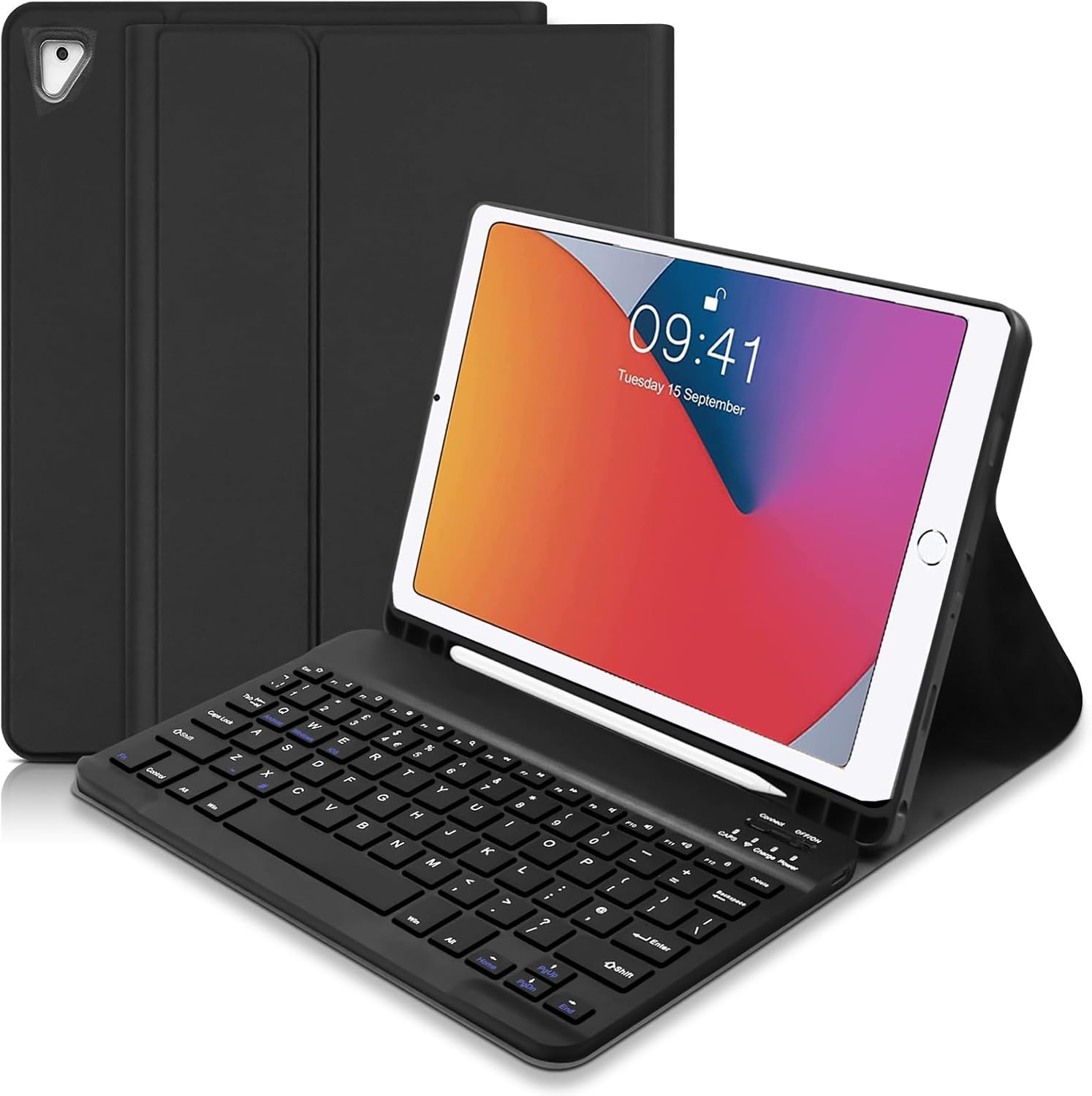Case with Keyboard for iPad 6th Generation, Keyboard Case for iPad 6th Gen 2018, iPad 5th Gen 2017, iPad Pro 9.7, iPad Air 2, iPad Air 1 - Protective Cover with Detachable Keyboard, Black