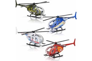ArtCreativity Diecast Helicopter Toy - Pack of 4 - Police, Fire Engine, EMS, and Military Toy Choppers with Spinning Propelle