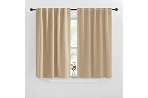 NICETOWN Blackout Curtain Panels for Living Room - (Biscotti Beige Color) 42x30 inch, 2 Panels Set, Room Darkening Blackout Drapes for Window