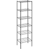 BestOffice 6-Shelf Storage Shelves, Adjustable Shelving Unit Wire Shelving Metal Shelves,11.8" D x 16.7" W x 63.6" H,Black