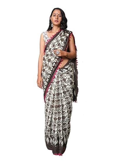 Multi Cotton Hand Block Printed Saree