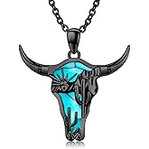 Midir&Etain Western Necklace 925 Sterling Silver Turquoise Pendant Highland Cow/Cow Skull/Hat/Tag/Cactus/Boot Cowgirl Country Jewelry for Women Men