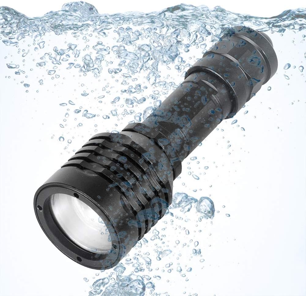 WHOstra Diving Flashlight, 1600 Lumens Waterproof Diving Flashlight Rechargeable Scuba Diving Lights, IPX8 Waterproof 150M Underwater LED Flashlight White Diving Lights
