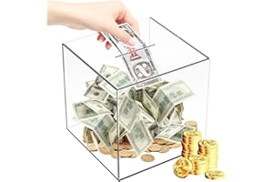 Clear Acrylic Piggy Bank for Adults Kids Unopenable Savings Coin Money Piggy Bank Jar Box Money Tip Change Box to Help Budget