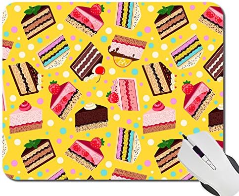 Sweet baked vector isolated cakes set Strawberry cake Custom Design Fashion Personalized Computer Game Mouse Mat Pad, Notebook Non-Slip Rubber Mousepad Mousemat