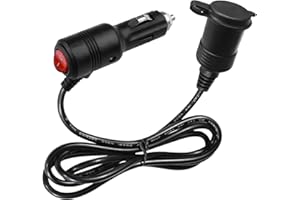CCHRN 3Ft Cigarette Lighter Extension Cord, 12V/24V Male Plug to Female Socket Power Cable w/On Off Switch & Dust Cap, Car Ci