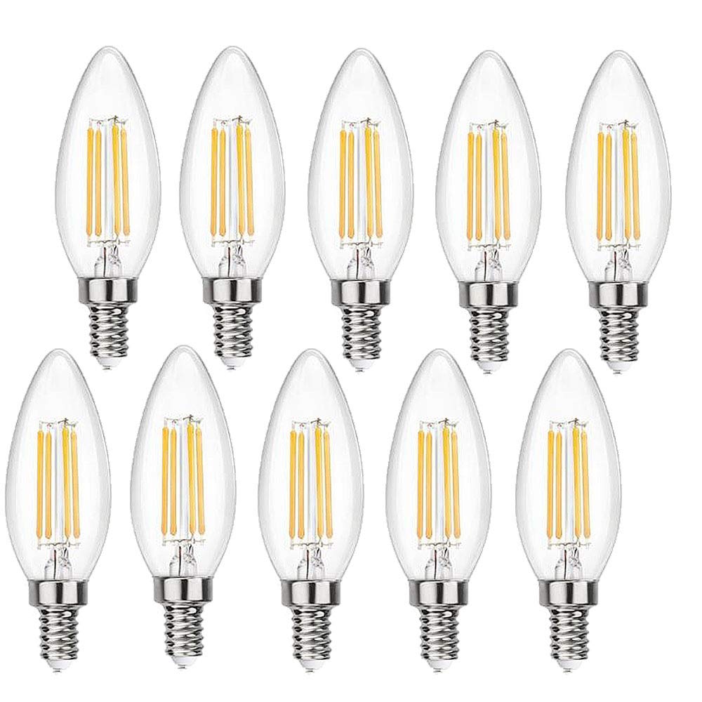 BANGSHUO Pack 10 E14 Vintage Candelabra LED Bulbs 4W C35 400 Lumens Warm White 2700K LED Chandelier Light Bulbs E14 40W Equivalent,C35 Filament LED Candle Bulb E14 No Dimmable