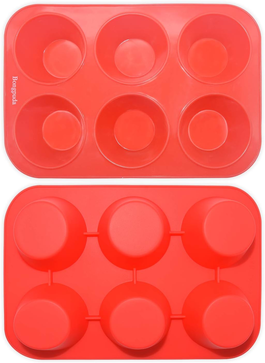 Bongpuda Silicone Muffin Tray Cupcake Set,6 Cups Nonstick Muffin Baking Pan Set of 2 - Image 4
