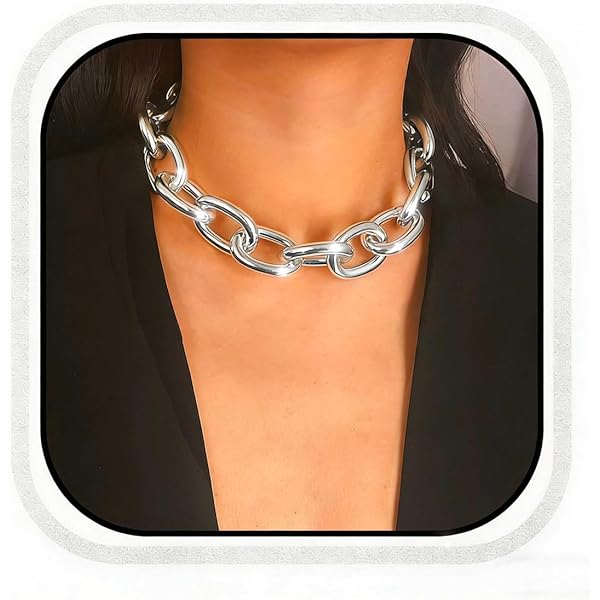 Amazon.com: Zeshimb Punk Handcuffs Necklace Choker Silver
