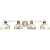 Kinsley 4-Light Vanity Light in Aged Galvanized Steel with Antique Ivory