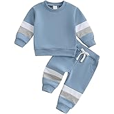 Baby Boy Clothes Color Block Sweatshirt Pullover Tops Jogger Pants 2PCS Set 12 18 Months Toddler Boy Winter Fall Outfits