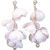 Flower Tassel Earring for Women Boho Colorful Pearl Floral Earring Statement Lightweight Drop Dangle Earrings Fashion Summer Beach Jewelry Accessary