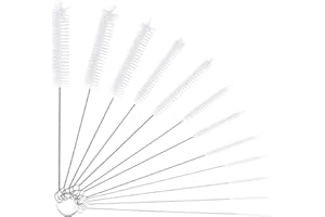 NIUXTOOL Tube Cleaning Brush, 12Pcs Set 8 Inch Long Nylon Flexible Bottle Brushes, Straw Cleaner for Narrow Neck Bottles Cups (Whit - 12PCS)
