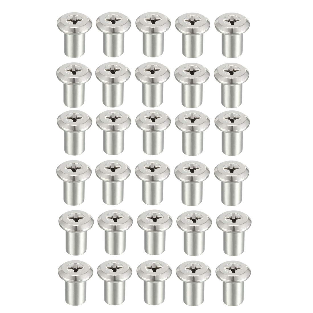 Sourcingmap M6x12mm Phillips Head Insert Nut Screw Post Sleeve Nut for Furniture 30pcs