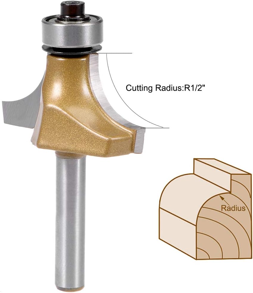 sourcing map Router Bit 1/4 Shank1 Inch Cutting Dia Round Over Corner 2 Flutes Tungsten Steel for Woodworking Milling Cutter Tool 2pcs - Image 4