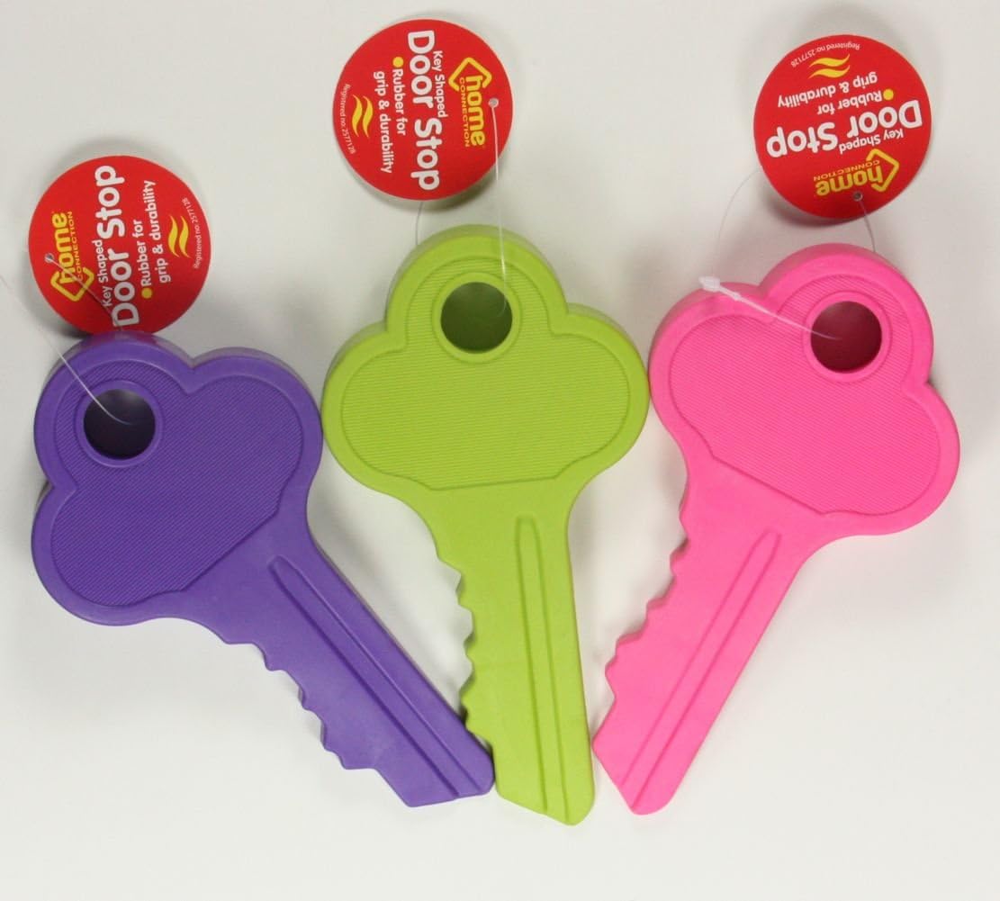 Door Stop Novelty Rubber Key Shaped Door Stopper Funky Cool Colour