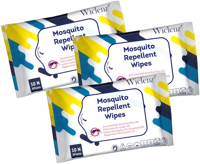 Wiclenz Mosquito Repellent Wipes for Babies Adults Men Women Combo Pack Of 3 (10 Wipes × 3 Packs)