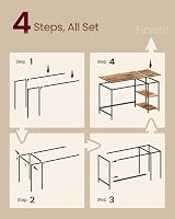 VASAGLE Computer Desk with Left or Right Shelves Rustic Brown Black LWD55X view 7