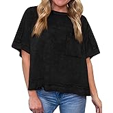 Cicy Bell Womens Summer Cropped T-Shirts Boxy Casual Short Sleeve Crew Neck Tops Acid Wash Cotton Loose Fit Tee Shirts